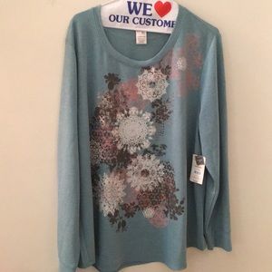 Women’s Terra Sky long-sleeve top 1X green print